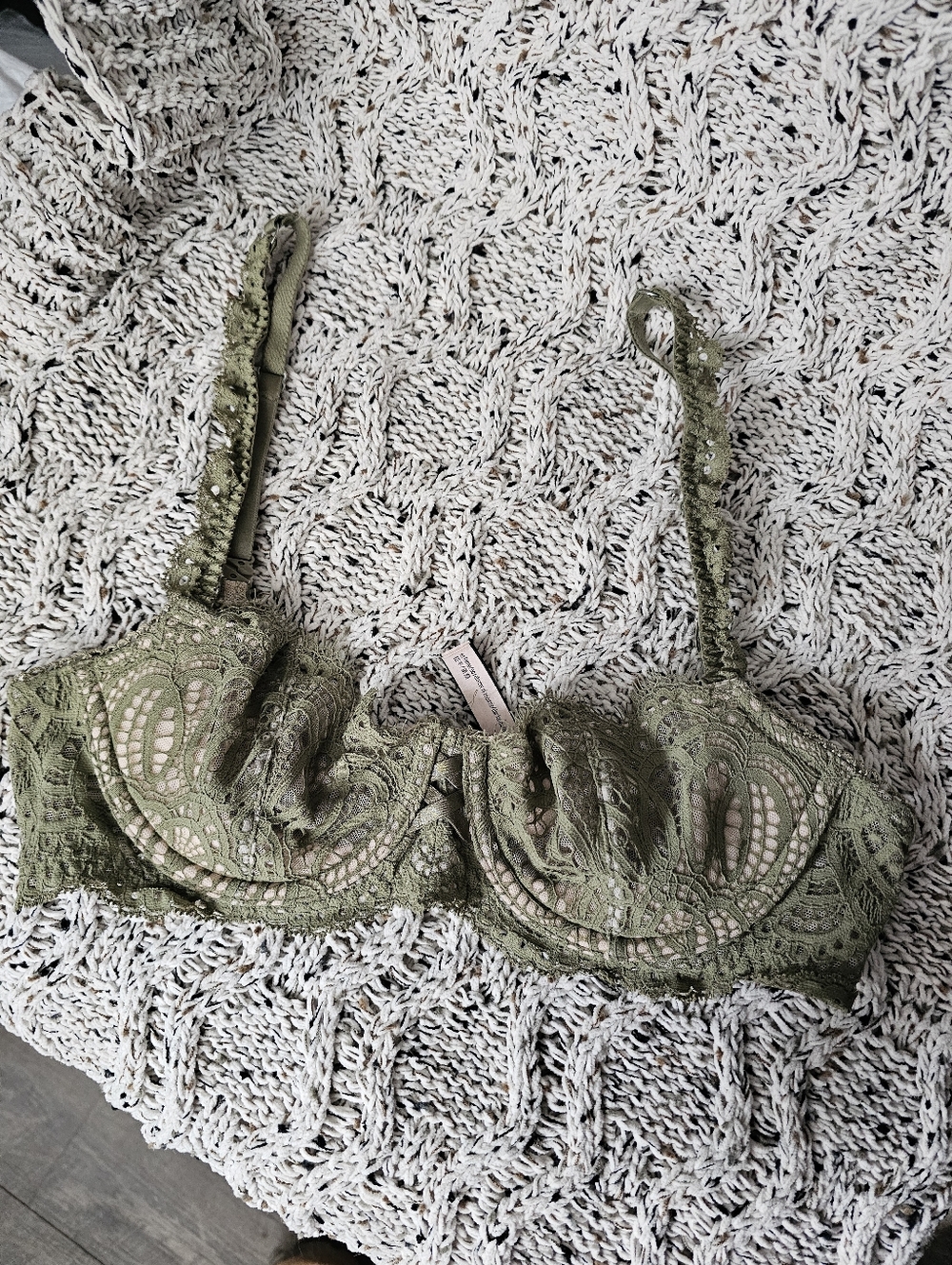 Olive Green Lace Bra